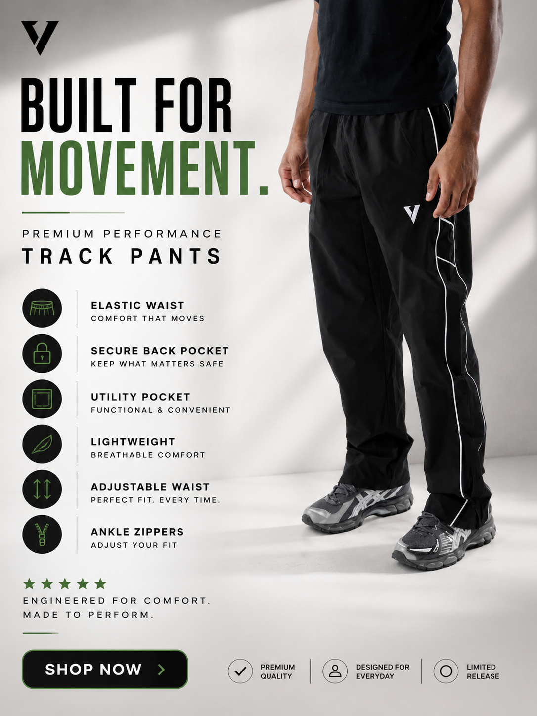 Black Vintage Track Pants